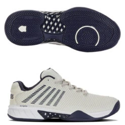 K-Swiss Hypercourt Express 2 Men, Gray/Navy 2E WIDE (Extra Width)