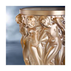 Lalique Bacchantes 9.5" Vase, Gold Luster