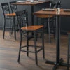 Lancaster Table & Seating Black Finish Cross Back Bar Stool With Antique Walnut Wood Seat -Baccarat shop 1845022