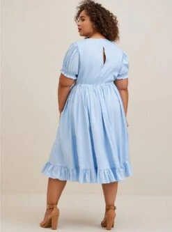 Disney Cinderella Stretch Poplin Puff Sleeve Midi Dress -Baccarat shop 19466508 00134 av2