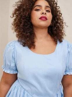 Disney Cinderella Stretch Poplin Puff Sleeve Midi Dress -Baccarat shop 19466508 00134 av3