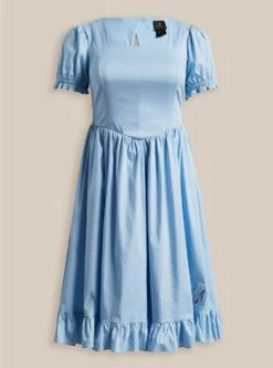 Disney Cinderella Stretch Poplin Puff Sleeve Midi Dress -Baccarat shop 19466508 00134 flat