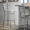 Lancaster Table & Seating Clear Coat Finish Ladder Back Bar Stool With 2 1/2" Light Gray Vinyl Padded Seat -Baccarat shop 2297052