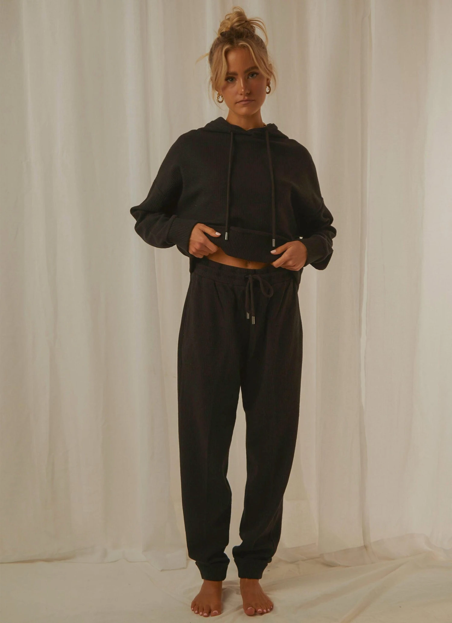 Afends Kat Waffle Sweat Pant - Black 3 Afends Kat Waffle Sweat Pant - Black - Image 2