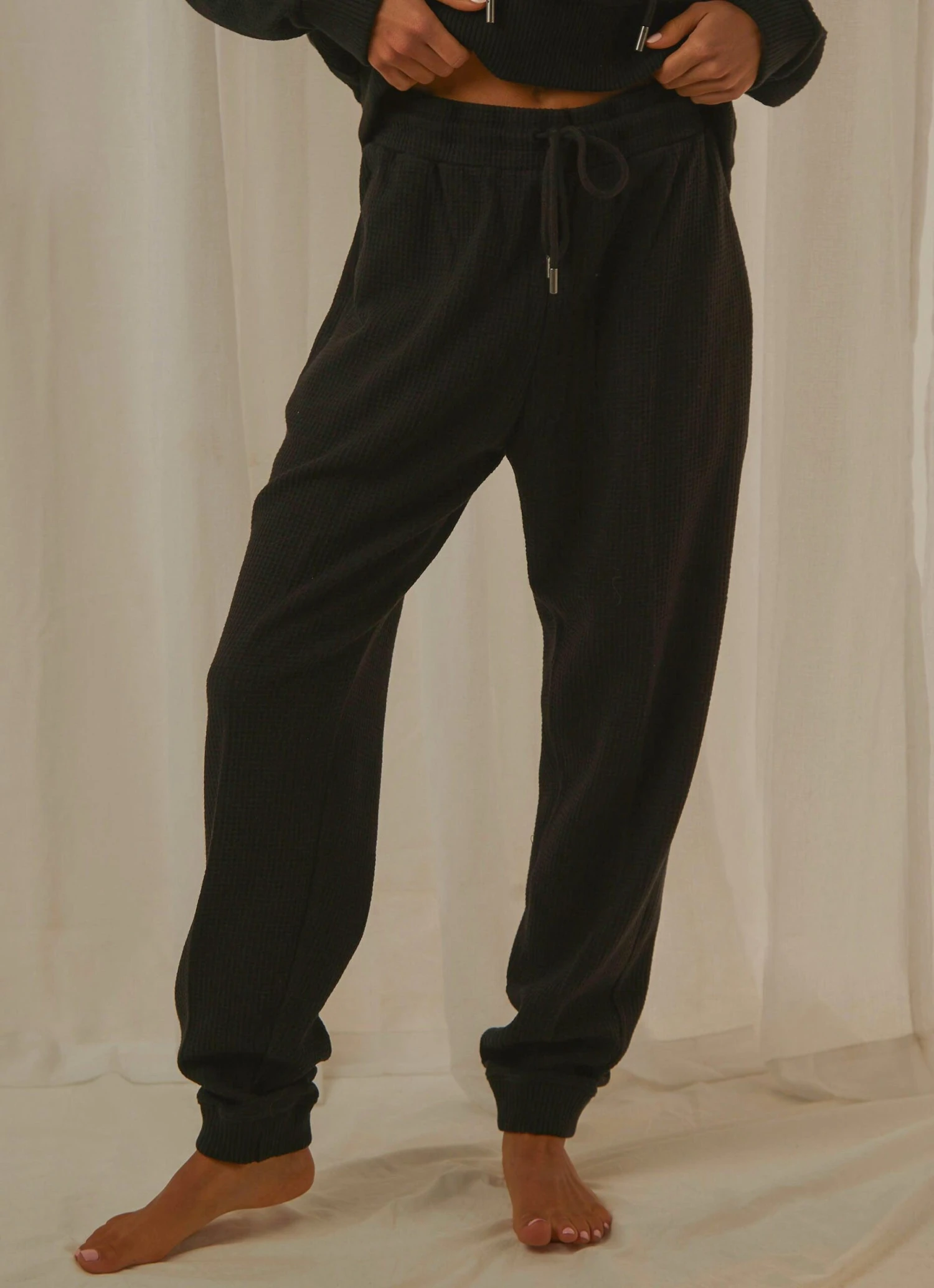 Afends Kat Waffle Sweat Pant - Black 2 Afends Kat Waffle Sweat Pant - Black