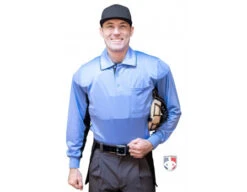 Smitty V2 Major League Replica Long Sleeve Umpire Shirt - Sky Blue With Black -Baccarat shop S315 SB Smitty V2 Major League Replica Long Sleeve Umpire Shirt Sky Blue with Black front cp 1