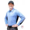 Smitty V2 Major League Replica Long Sleeve Umpire Shirt - Sky Blue With Black -Baccarat shop S315 SB Smitty V2 Major League Replica Long Sleeve Umpire Shirt Sky Blue with Black side 1