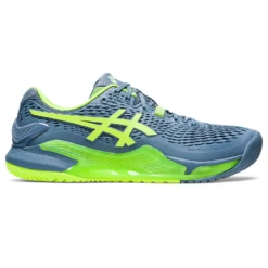 Asics Gel-Resolution 9 Steel Blue/Hazard Green Men's Tennis Shoes