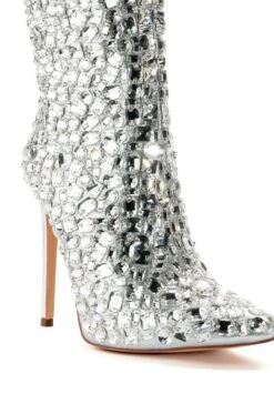AZALEA WANG DIAMONDS ARE MY BESTIES STILETTO BOOTIE IN SILVER -Baccarat shop azalea wang diamonds are my besties stiletto bootie in silver silver 5 5