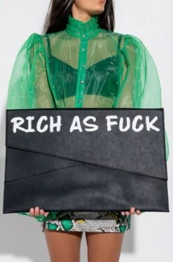 RICH AS FUCK SUPERSIZED CLUTCH -Baccarat shop rich as fck supersized clutch black 1 1