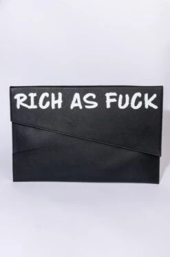 RICH AS FUCK SUPERSIZED CLUTCH -Baccarat shop rich as fuck supersized clutch black 3 3