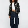 Dragon Embroidered Bomber Jacket -Baccarat shop womens black dragon embroidered bomber jacket