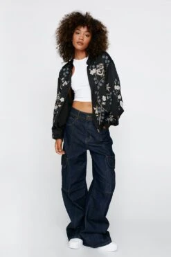 Dragon Embroidered Bomber Jacket
